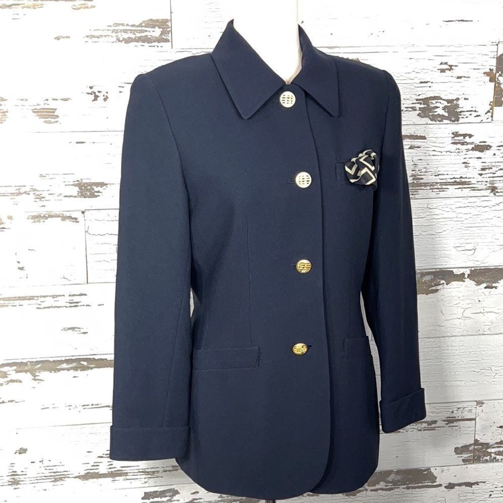 VINTAGE ALBERT NIPON Ladies Blazer Navy Sz 6 EUC